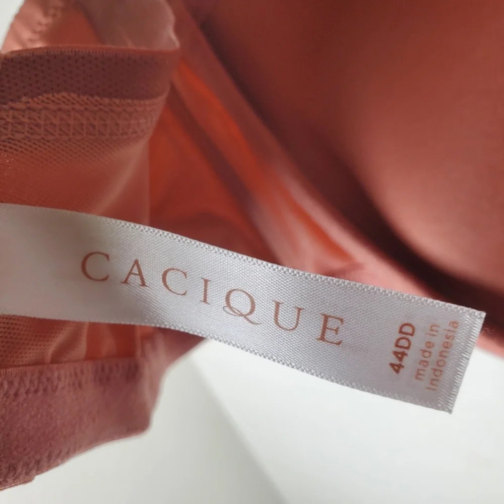 Cacique By Lane Bryant Mauve Pink Lightly Line Full Coverage Lace Trim Satin Bra